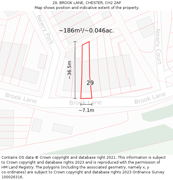 29, BROOK LANE, CHESTER, CH2 2AP: Plot and title map