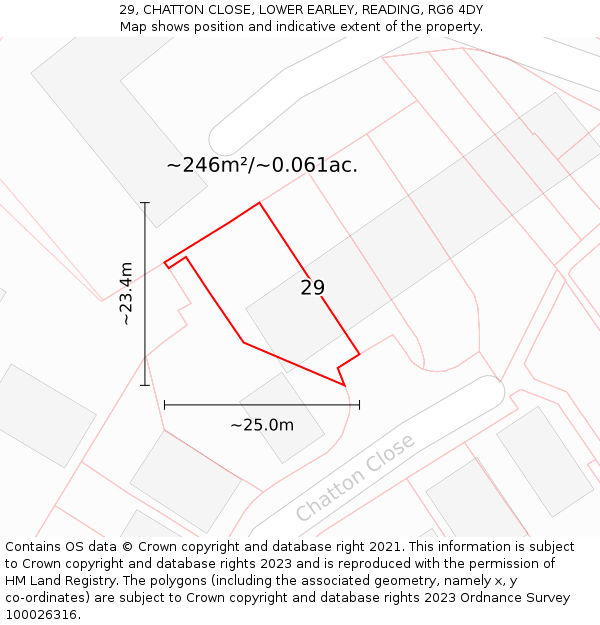 29, CHATTON CLOSE, LOWER EARLEY, READING, RG6 4DY: Plot and title map