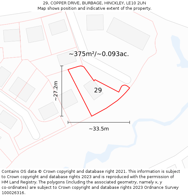 29, COPPER DRIVE, BURBAGE, HINCKLEY, LE10 2UN: Plot and title map
