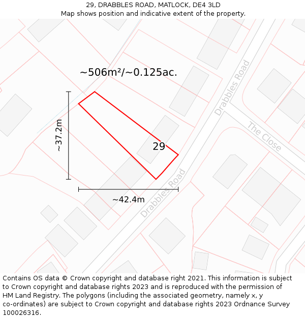 29, DRABBLES ROAD, MATLOCK, DE4 3LD: Plot and title map