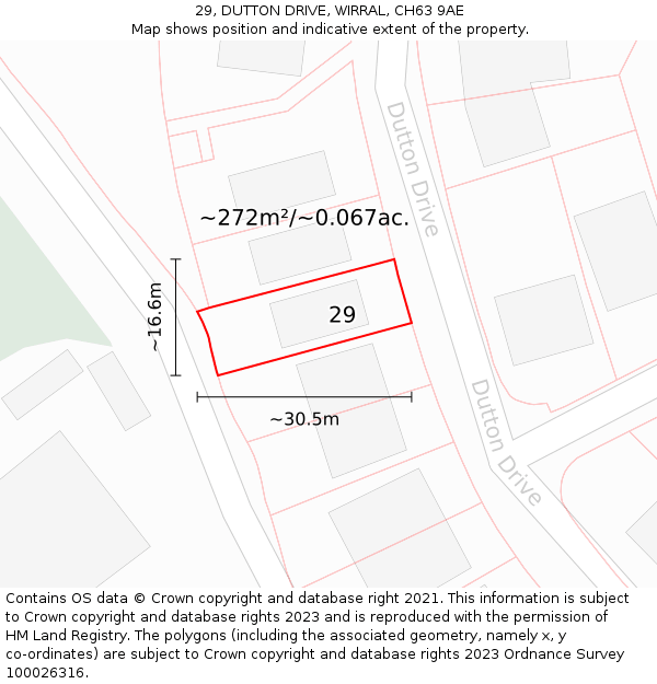 29, DUTTON DRIVE, WIRRAL, CH63 9AE: Plot and title map