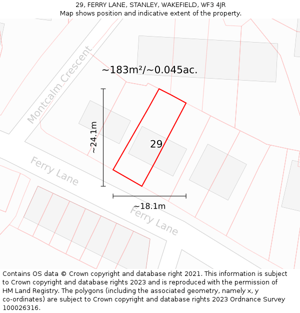 29, FERRY LANE, STANLEY, WAKEFIELD, WF3 4JR: Plot and title map