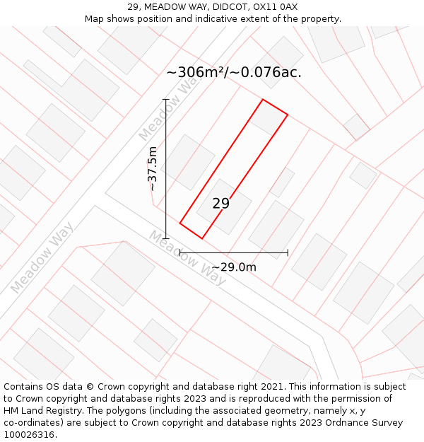 29, MEADOW WAY, DIDCOT, OX11 0AX: Plot and title map