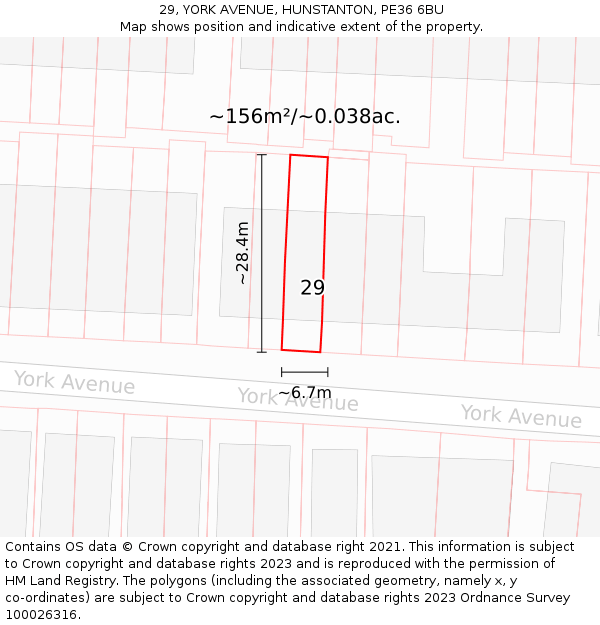 29, YORK AVENUE, HUNSTANTON, PE36 6BU: Plot and title map