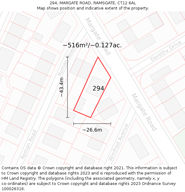 294, MARGATE ROAD, RAMSGATE, CT12 6AL: Plot and title map