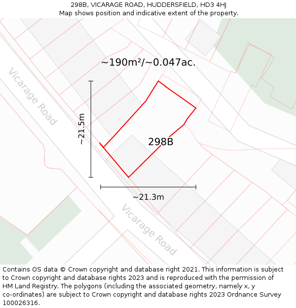 298B, VICARAGE ROAD, HUDDERSFIELD, HD3 4HJ: Plot and title map