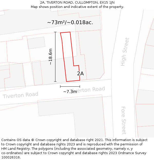 2A, TIVERTON ROAD, CULLOMPTON, EX15 1JN: Plot and title map