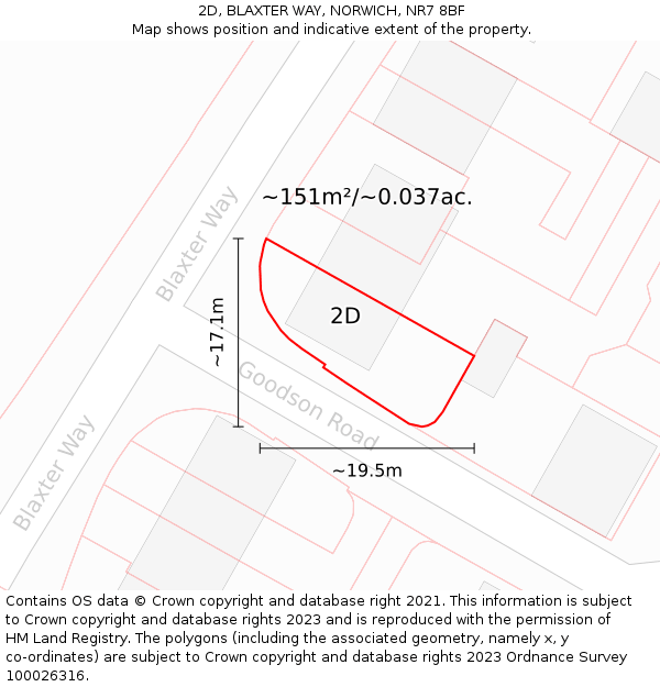 2D, BLAXTER WAY, NORWICH, NR7 8BF: Plot and title map