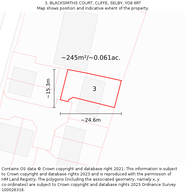 3, BLACKSMITHS COURT, CLIFFE, SELBY, YO8 6RT: Plot and title map