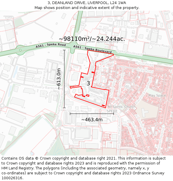 3, DEANLAND DRIVE, LIVERPOOL, L24 1WA: Plot and title map
