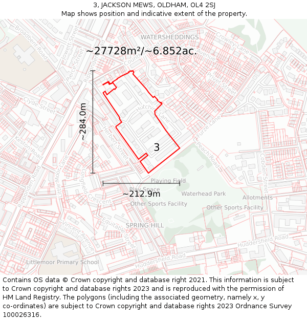 3, JACKSON MEWS, OLDHAM, OL4 2SJ: Plot and title map