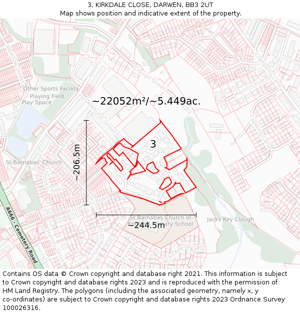 3, KIRKDALE CLOSE, DARWEN, BB3 2UT: Plot and title map