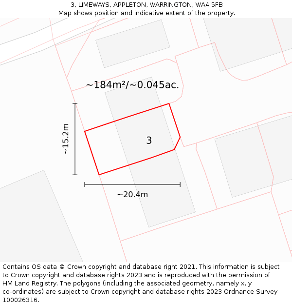 3, LIMEWAYS, APPLETON, WARRINGTON, WA4 5FB: Plot and title map