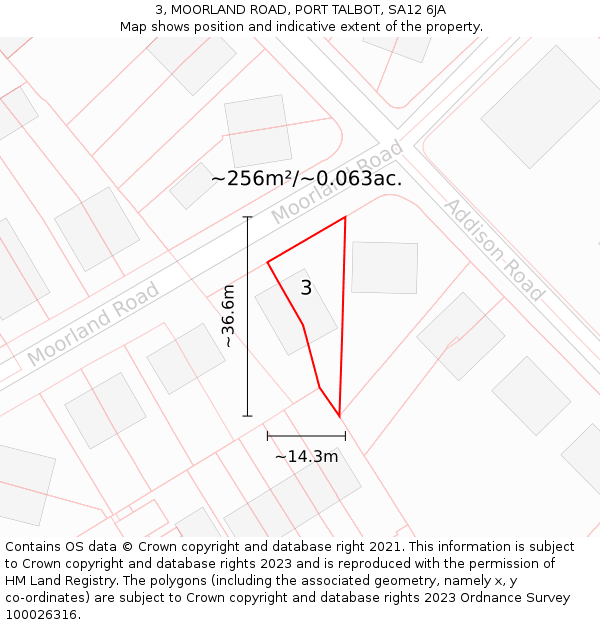 3, MOORLAND ROAD, PORT TALBOT, SA12 6JA: Plot and title map