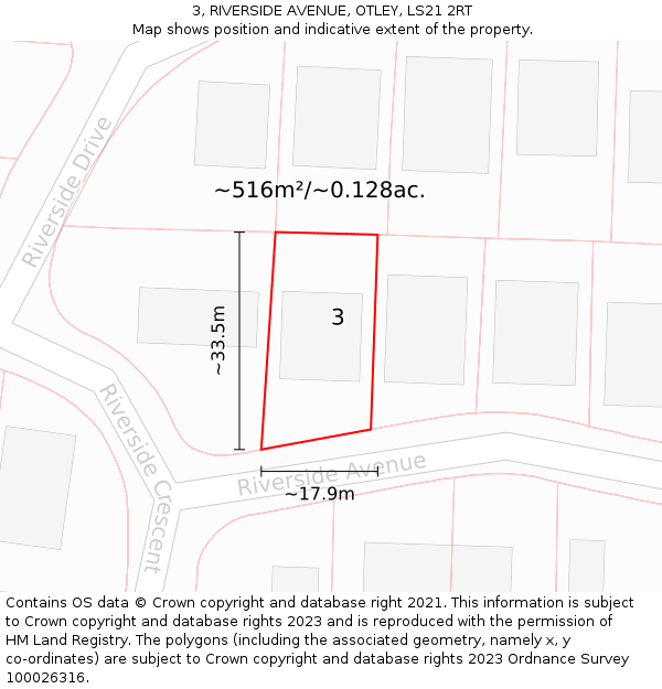 3, RIVERSIDE AVENUE, OTLEY, LS21 2RT: Plot and title map
