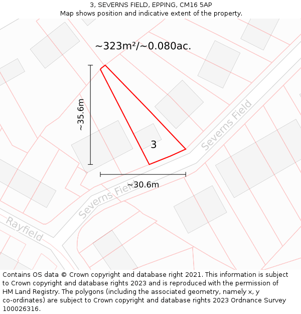3, SEVERNS FIELD, EPPING, CM16 5AP: Plot and title map