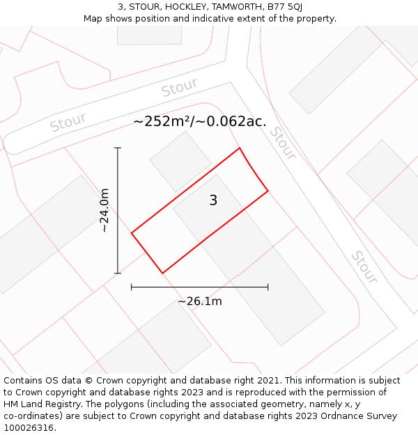 3, STOUR, HOCKLEY, TAMWORTH, B77 5QJ: Plot and title map