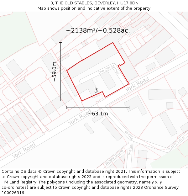 3, THE OLD STABLES, BEVERLEY, HU17 8DN: Plot and title map