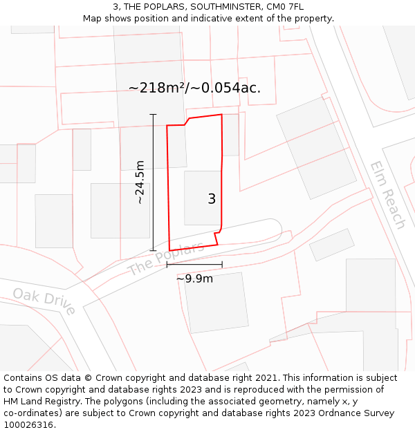 3, THE POPLARS, SOUTHMINSTER, CM0 7FL: Plot and title map