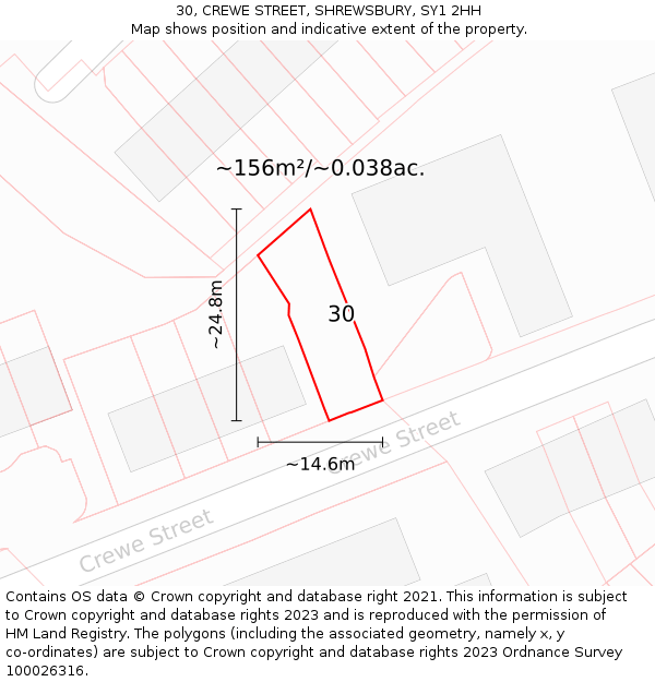 30, CREWE STREET, SHREWSBURY, SY1 2HH: Plot and title map