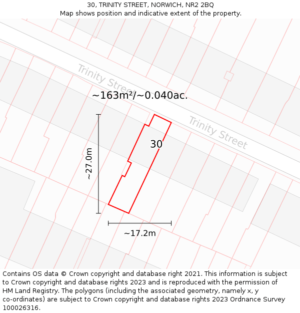 30, TRINITY STREET, NORWICH, NR2 2BQ: Plot and title map