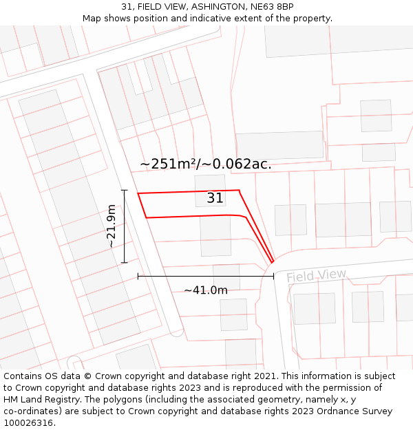 31, FIELD VIEW, ASHINGTON, NE63 8BP: Plot and title map