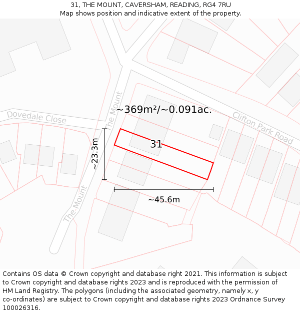 31, THE MOUNT, CAVERSHAM, READING, RG4 7RU: Plot and title map