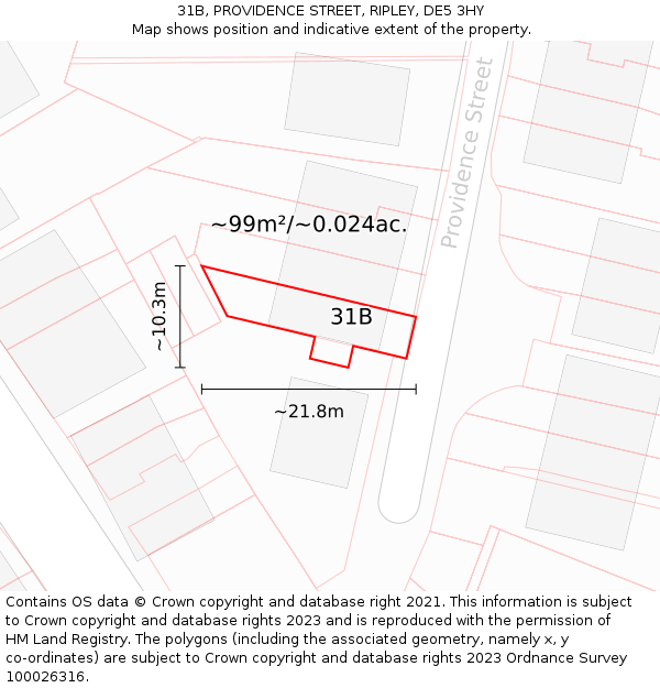 31B, PROVIDENCE STREET, RIPLEY, DE5 3HY: Plot and title map