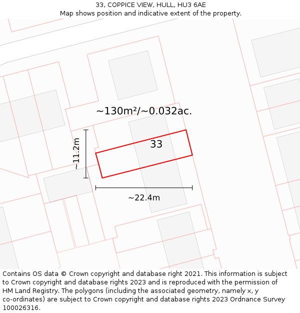 33, COPPICE VIEW, HULL, HU3 6AE: Plot and title map