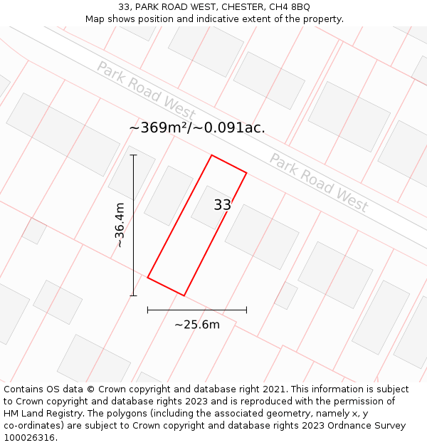 33, PARK ROAD WEST, CHESTER, CH4 8BQ: Plot and title map