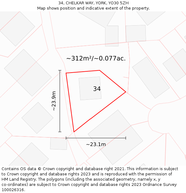 34, CHELKAR WAY, YORK, YO30 5ZH: Plot and title map