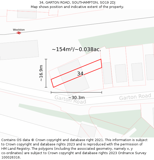 34, GARTON ROAD, SOUTHAMPTON, SO19 2DJ: Plot and title map