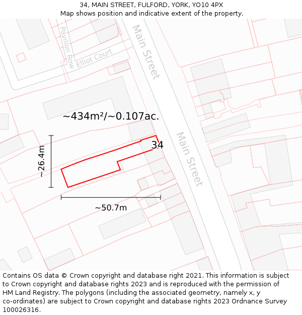 34, MAIN STREET, FULFORD, YORK, YO10 4PX: Plot and title map