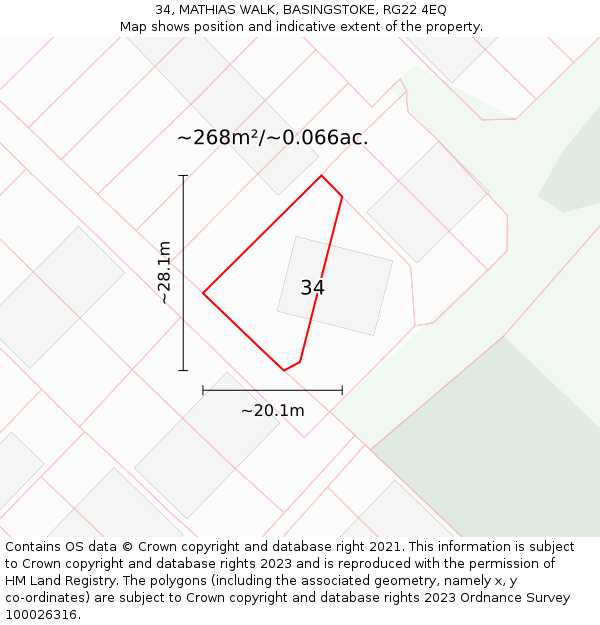 34, MATHIAS WALK, BASINGSTOKE, RG22 4EQ: Plot and title map