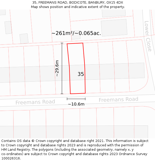 35, FREEMANS ROAD, BODICOTE, BANBURY, OX15 4DX: Plot and title map