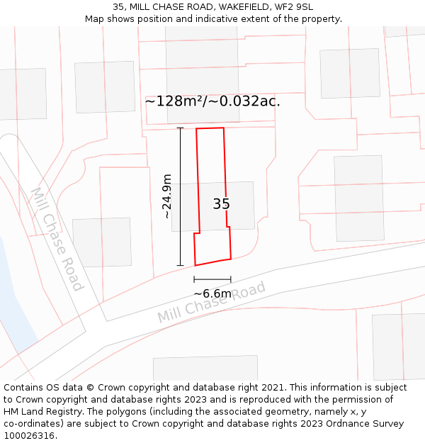 35, MILL CHASE ROAD, WAKEFIELD, WF2 9SL: Plot and title map