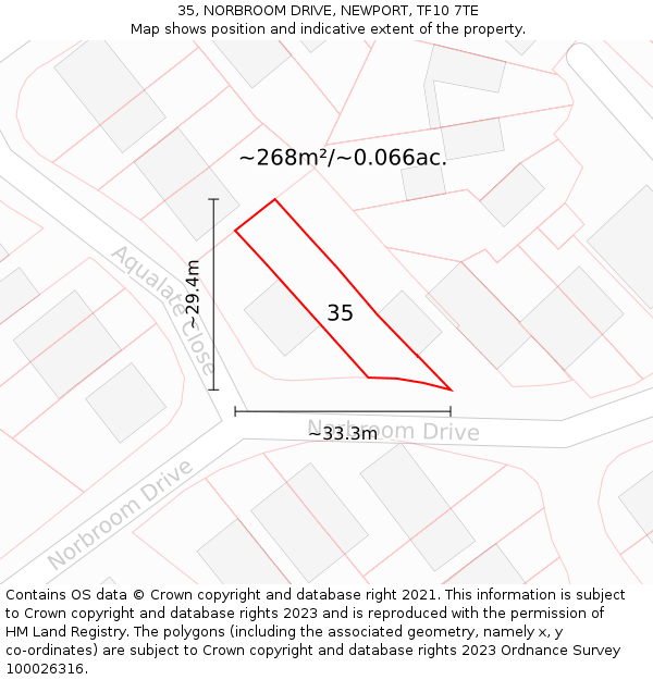 35, NORBROOM DRIVE, NEWPORT, TF10 7TE: Plot and title map