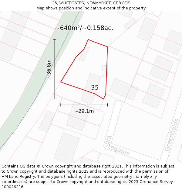 35, WHITEGATES, NEWMARKET, CB8 8DS: Plot and title map