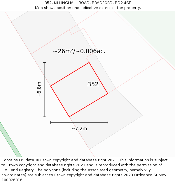 352, KILLINGHALL ROAD, BRADFORD, BD2 4SE: Plot and title map