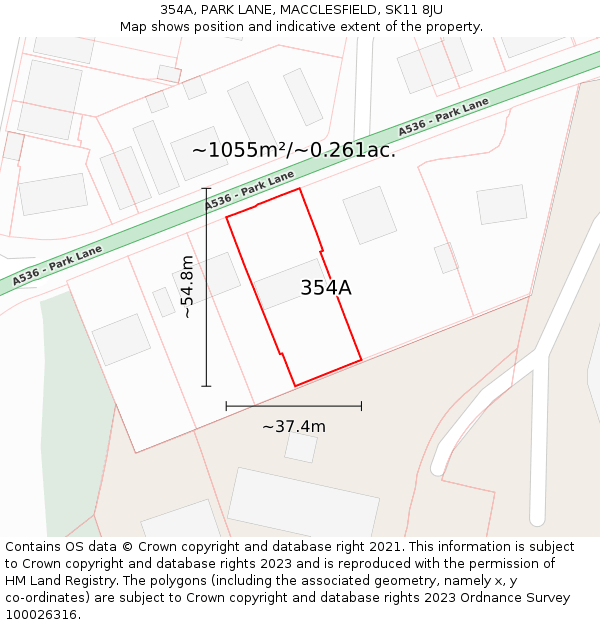 354A, PARK LANE, MACCLESFIELD, SK11 8JU: Plot and title map