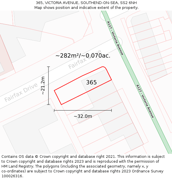 365, VICTORIA AVENUE, SOUTHEND-ON-SEA, SS2 6NH: Plot and title map
