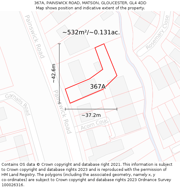 367A, PAINSWICK ROAD, MATSON, GLOUCESTER, GL4 4DD: Plot and title map