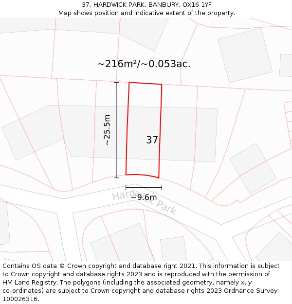 37, HARDWICK PARK, BANBURY, OX16 1YF: Plot and title map