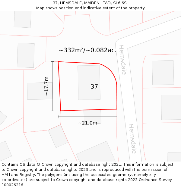37, HEMSDALE, MAIDENHEAD, SL6 6SL: Plot and title map