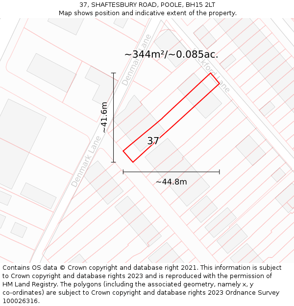 37, SHAFTESBURY ROAD, POOLE, BH15 2LT: Plot and title map