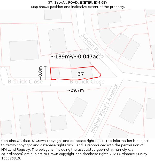 37, SYLVAN ROAD, EXETER, EX4 6EY: Plot and title map