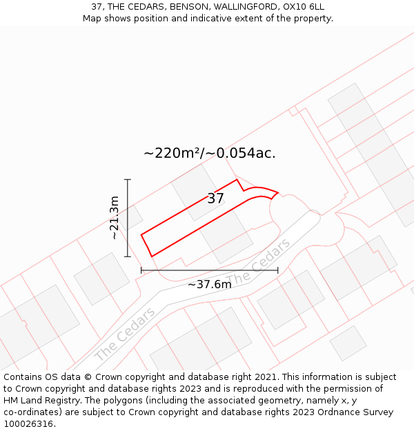 37, THE CEDARS, BENSON, WALLINGFORD, OX10 6LL: Plot and title map