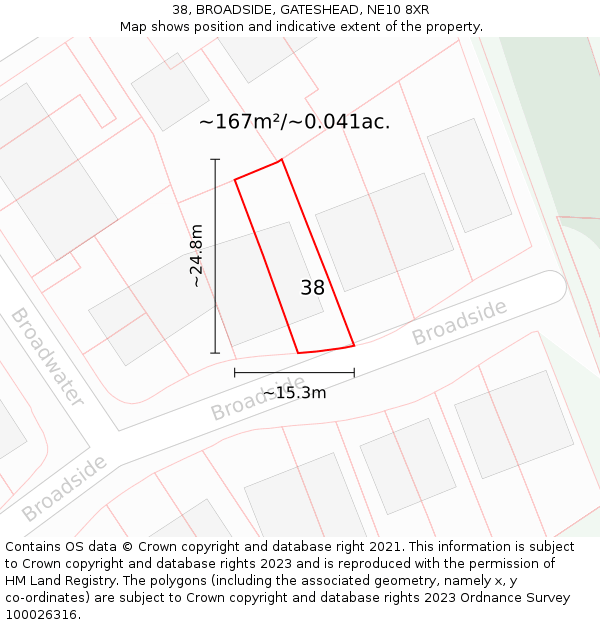 38, BROADSIDE, GATESHEAD, NE10 8XR: Plot and title map