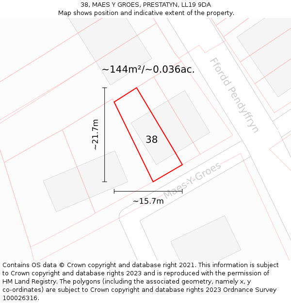 38, MAES Y GROES, PRESTATYN, LL19 9DA: Plot and title map