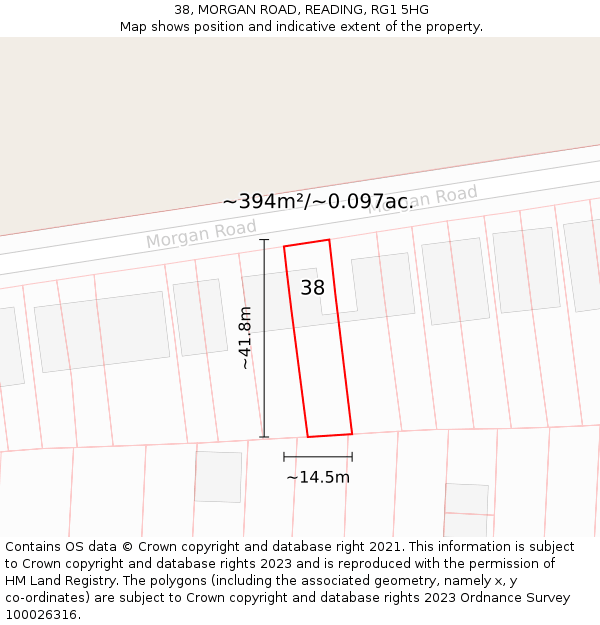 38, MORGAN ROAD, READING, RG1 5HG: Plot and title map